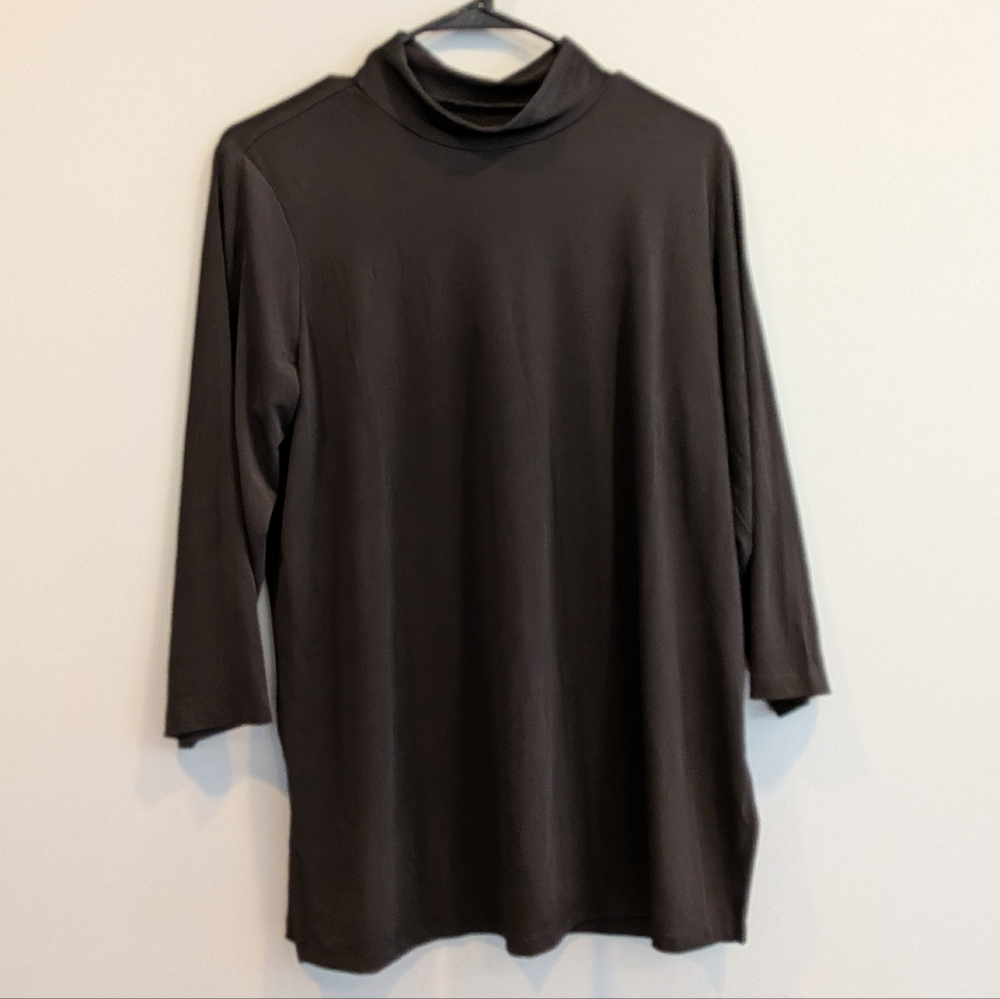Susan Graver Modern Essentials Black Mock Neck‎ Tunic Top Women’s MP